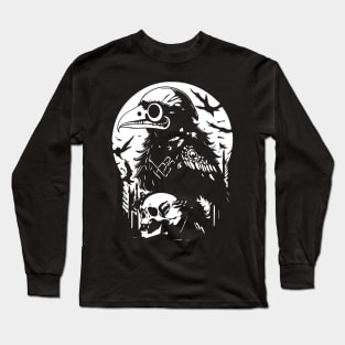 black raven and the skull Long Sleeve T-Shirt